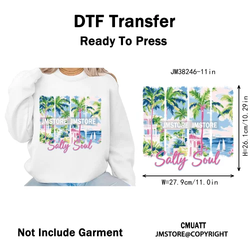 Seashell Sweet Summer Salty Soul Preppy Coastal Coquette Floral Vibes Iron on DTF Transfers Stickers Ready to Press for T-shirts