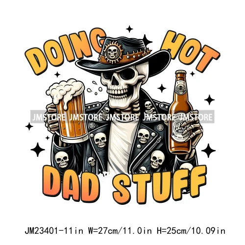 Cartoon Princess Dad Skeleton Printing Doing Hot Dad Stuff Beer Dad Bod Real Cool Dad Iron On DTF Transfer Sticker For T-shirts