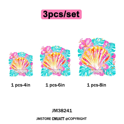 Seashell Sweet Summer Salty Soul Preppy Coastal Coquette Floral Vibes Iron on DTF Transfers Stickers Ready to Press for T-shirts