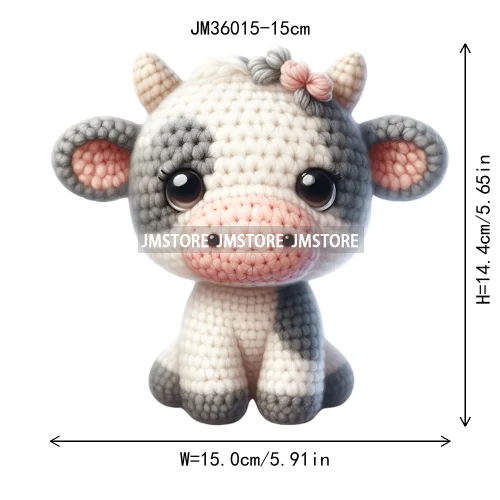 15cm 5.9in Colorful Cute Needle Hook Animal Iron On DTF Heat Transfer Sticker For Clothes Print Vinyl Washable T-Shirt Appliques