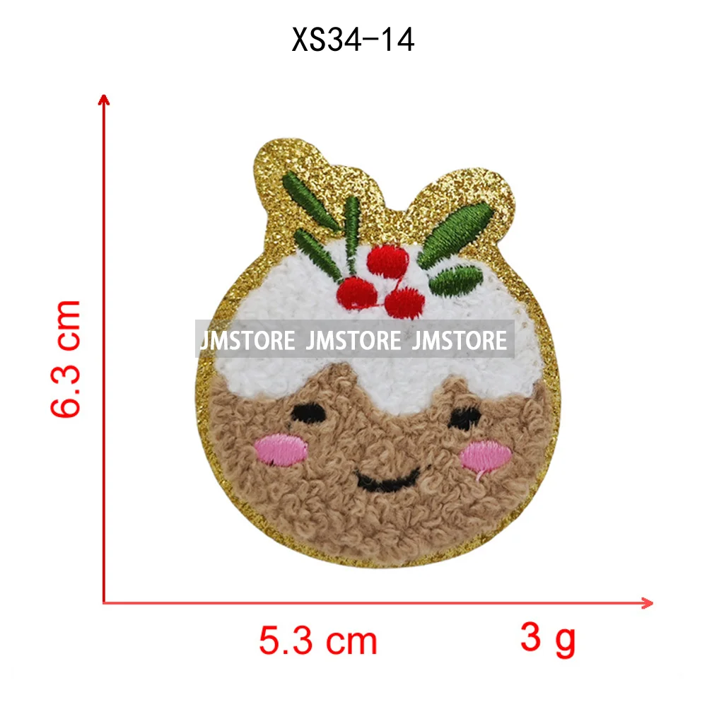 Cute Santa Claus Socks Snowman Merry Christmas Winter Vibes Glitter Sequin Iron on Embroidered Chenille Patches for Hoodies