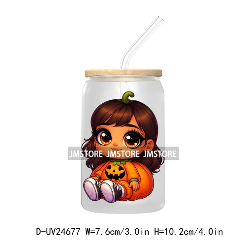 Halloween Latina Princess UV DTF Transfer Stickers Decals For Libbey Cold Cups Mugs Tumbler Custom Waterproof DIY Labels Pumpkin