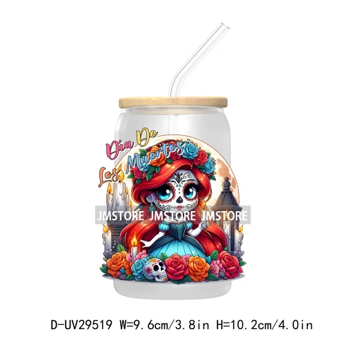 Mexican Culture Day Of The Dead UV DTF Transfer Stickers Decals For Libbey Cold Cups Mugs Tumbler Festive Mexico Sugar Skull