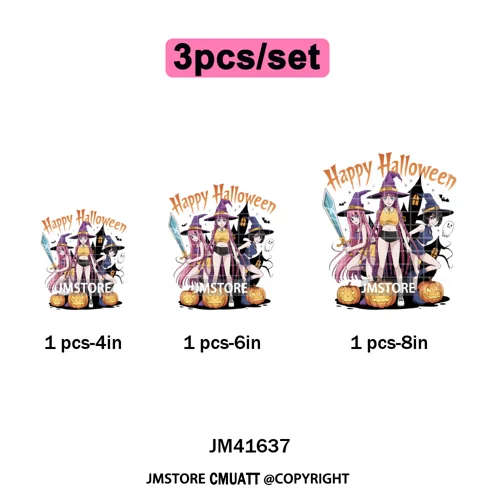 Stay Spooky Ghost Halloween Cartoon Hunters Kpop Band Group Iron on DTF Washable Transfers Stickers Ready to Press for Clothing