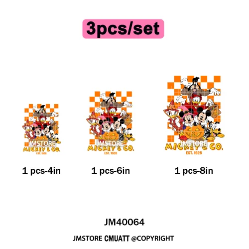 Nightmare on Main Street Pumpkin Spooky Halloween Cartoon Season Iron on DTF Heat Transfers Stickers Ready to Press for Hoodies