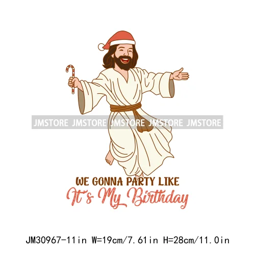 Happy Birthday Baby Jesus Faith Love Christian Christmas Xmas Holiday Iron On DTF Transfer Stickers Ready To Press For Clothing