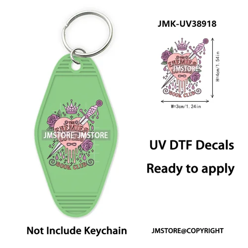 Reading Book Animals Mental Health UV DTF Motel Keychain Wraps Ready To Apply Waterproof High Quality Hotel Keychain Decals