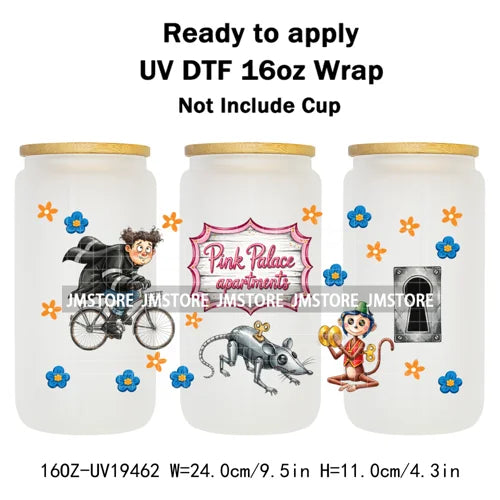 Horror Movie Witchy Girl Black Cat UV DTF Wraps Transfer Sticker Selfadhesive Waterproof High Quality For 16OZ Libbey Glass Can