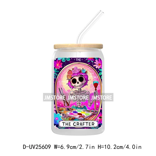 The Crafter Tarot Card UV DTF Transfer Stickers Decals For Libbey Cold Cups Mugs Tumbler Custom Logo Labels Sarcastic Skeleton