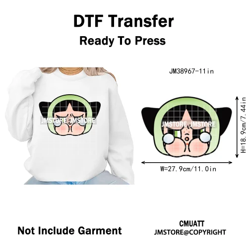 Cute Cry Tears Sad Girls Cartoon Dolls Love Designs Iron on DTF Washable Heat Transfers Stickers Ready to Press for Clothes Bags