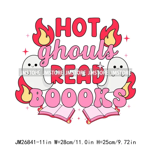 Hot Cute Spooky Ghouls Boo Read Club Bookish Halloween DTF Printing Iron On Transfer Stickers Ready To Press For Hoodies Bags