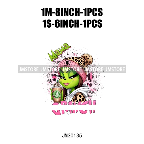 Colorful Retro Green Bougie Mama Coffee Lover Leopard Christmas Girls Iron On DTF Transfers Stickers Ready To Press For Clothes