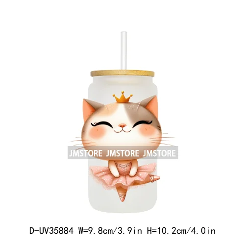 Dancing Cats Kittens Queen UV Sticker Decals For Libbey Cold Cups Mugs Tumbler Transfer Stickers Waterproof High Quality Labels