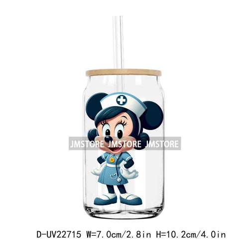 Cartoon Nurse Medical Mouse UV DTF Transfers Stickers Decals For Libbey Cold Cups Mugs Tumbler Waterproof DIY Craft Health Care