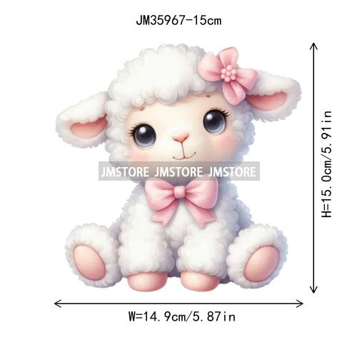 15cm 5.9in Creative Bow Sheep Tiger Animal Iron On Heat Transfer Sticker For Clothes Printed Thermal Washable T-Shirt Applique