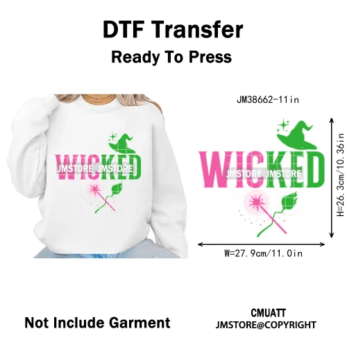 In My Witch Era Pink Goes With Green Coquette Bow Magic Broom Iron on DTF Washable Transfers Stickers Ready to Press for Textile