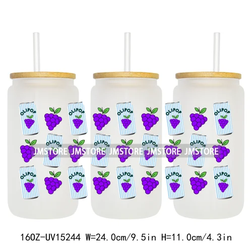 Coquette Soda Can Fruit Drink 16OZ UV DTF Cup Wraps Ready To Apply Waterproof Transfer Stickers For Libbey Glass Can Tumblers