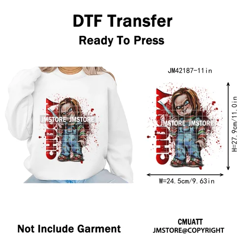 See You In Hell Scary Movie True Love Couple Halloween Season Iron on DTF Washable Transfers Stickers Ready to Press for Textile