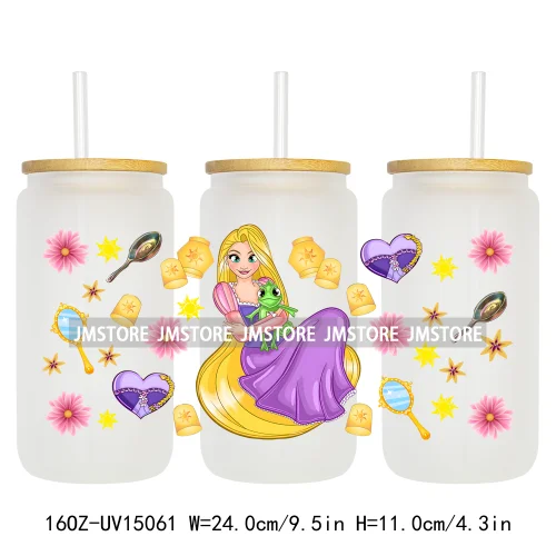 Princess Cartoon Magical Mirror Bow UV DTF Stickers Ready to Transfer Cup Wrap Custom Labels For Libbey Can Glass Tumblers Mugs