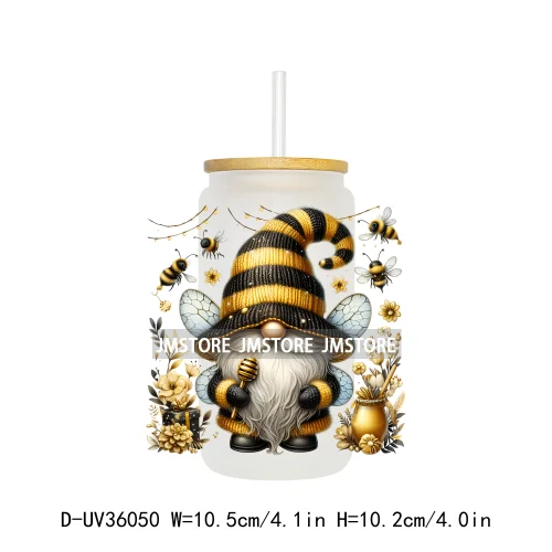Honey Spring Bee Gnome Floral UV Sticker Decals For Libbey Cold Cups Mugs Tumbler Transfer Sticker Waterproof High Quality Label