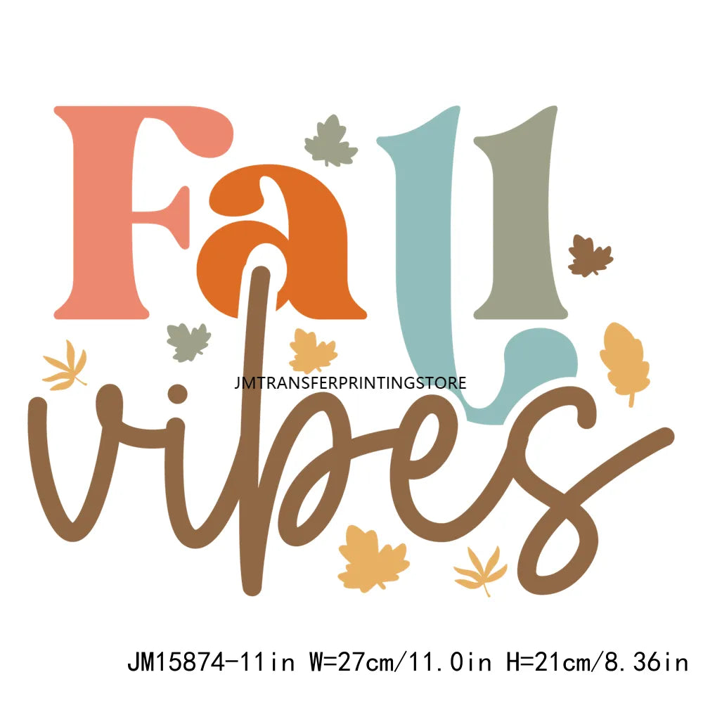 Hello Pumpkin Sweaters Bonfires DIY Logos Fall In The Air Autumn Vibes Iron On DTF Transfer Decals Ready To Press For T-Shirts