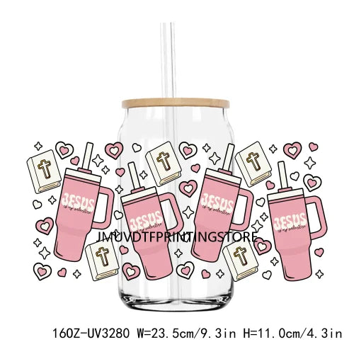 Retro Happy Valentines Day 16OZ UV DTF Cup Wrap Transfers Stickers Custom Labels DIY Waterproof Logo For Libbey Glass Love XOXO