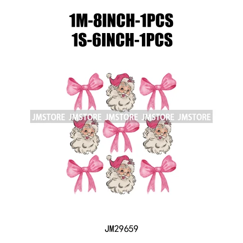 Christmas Santa Red Coquette Highland Cow Xmas Holly Jolly Vibes Iron On DTF Transfers Stickers Ready To Press For T-shirts
