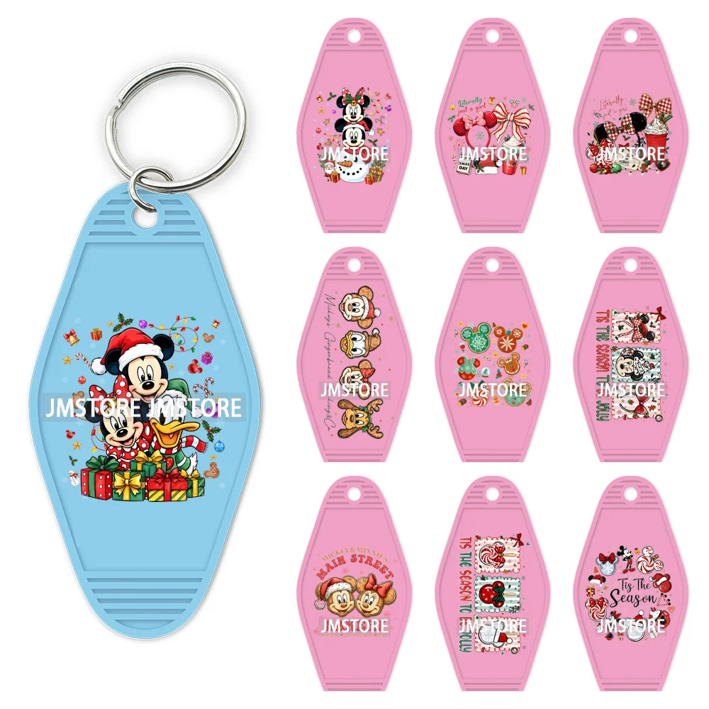 Cartoon Friends Christmas Holiday UV DTF Keychain Wraps Ready To Apply Waterproof High Quality Decals For Hotel Motel Keychain