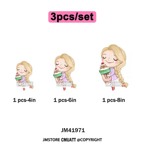 Cute Winter Christmas Girls Baby Mermaid Kids Cartoon Character Iron on DTF Washable Transfers Stickers Ready to Press for Texti