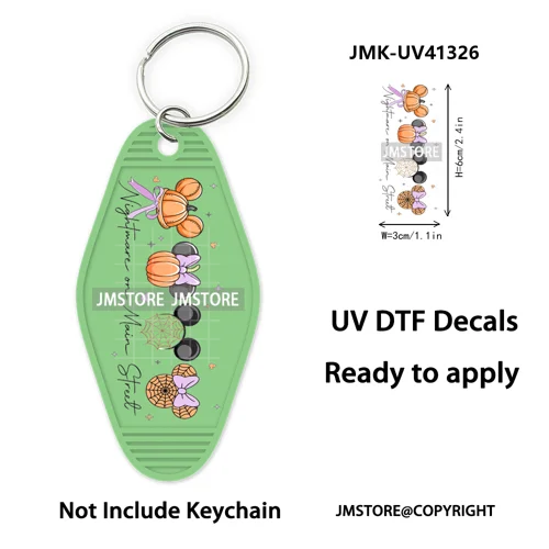 Cartoon Bear Pumpkin Fall Autumn Halloween UV DTF Motel Keychain Wraps Ready To Apply Custom High Quality Hotel Keychain Decals