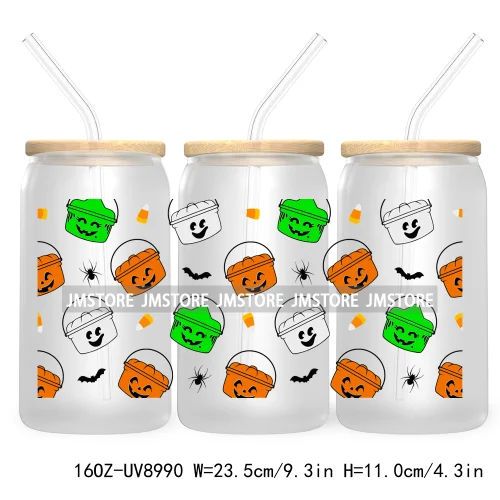 Reading Book Ghost Funny Halloween 16OZ UV DTF Cup Wrap Transfer Stickers Custom Labels Durable Waterproof For Libbey Glass Can