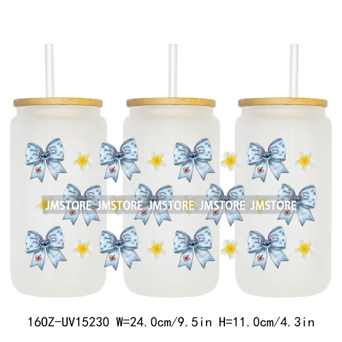 Cartoon Girl Coquette Bow UV DTF Stickers Ready to Transfer Cup Wrap Custom Labels DIY Craft For Libbey Can Glass Tumblers Mugs