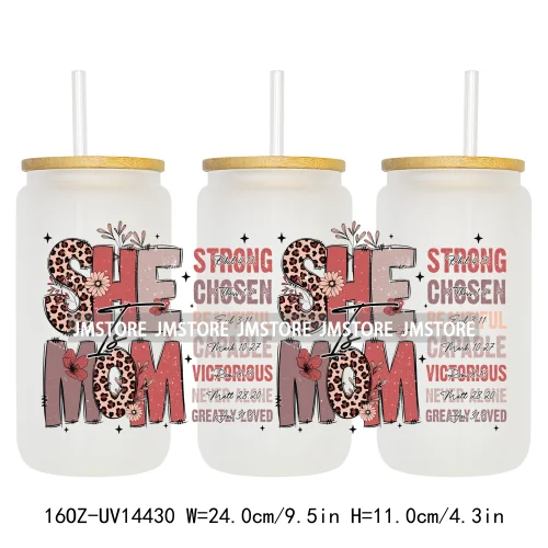 Floral Best Mom Ever Mama Life UV DTF Wraps Transfer Sticker Selfadhesive Waterproof For 16OZ Libbey Glass Can Tumbler