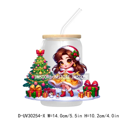 Princess Christmas Cartoon Friends UV DTF Transfer Stickers Decals For Libbey Cold Cups Mugs Tumbler High Quality Xmas Gift Tree