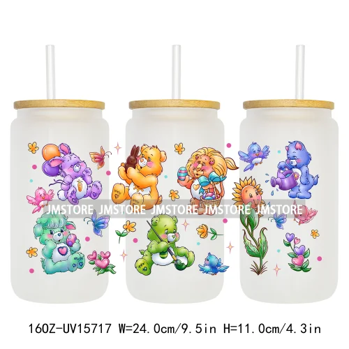 Funny Horror Halloween Characters UV DTF Wraps Transfer Sticker Selfadhesive Waterproof High Quality For 16OZ Libbey Glass Can