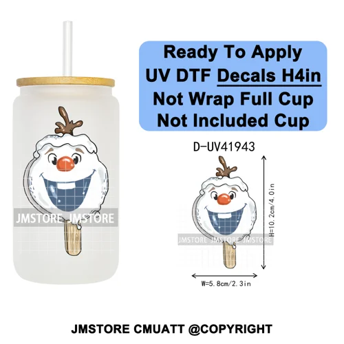 Christmas Santa Claus Patchwork UV DTF Decals Ready To Apply Waterproof Transfer Stickers DIY Crafts For 16OZ Libbey Glass Can