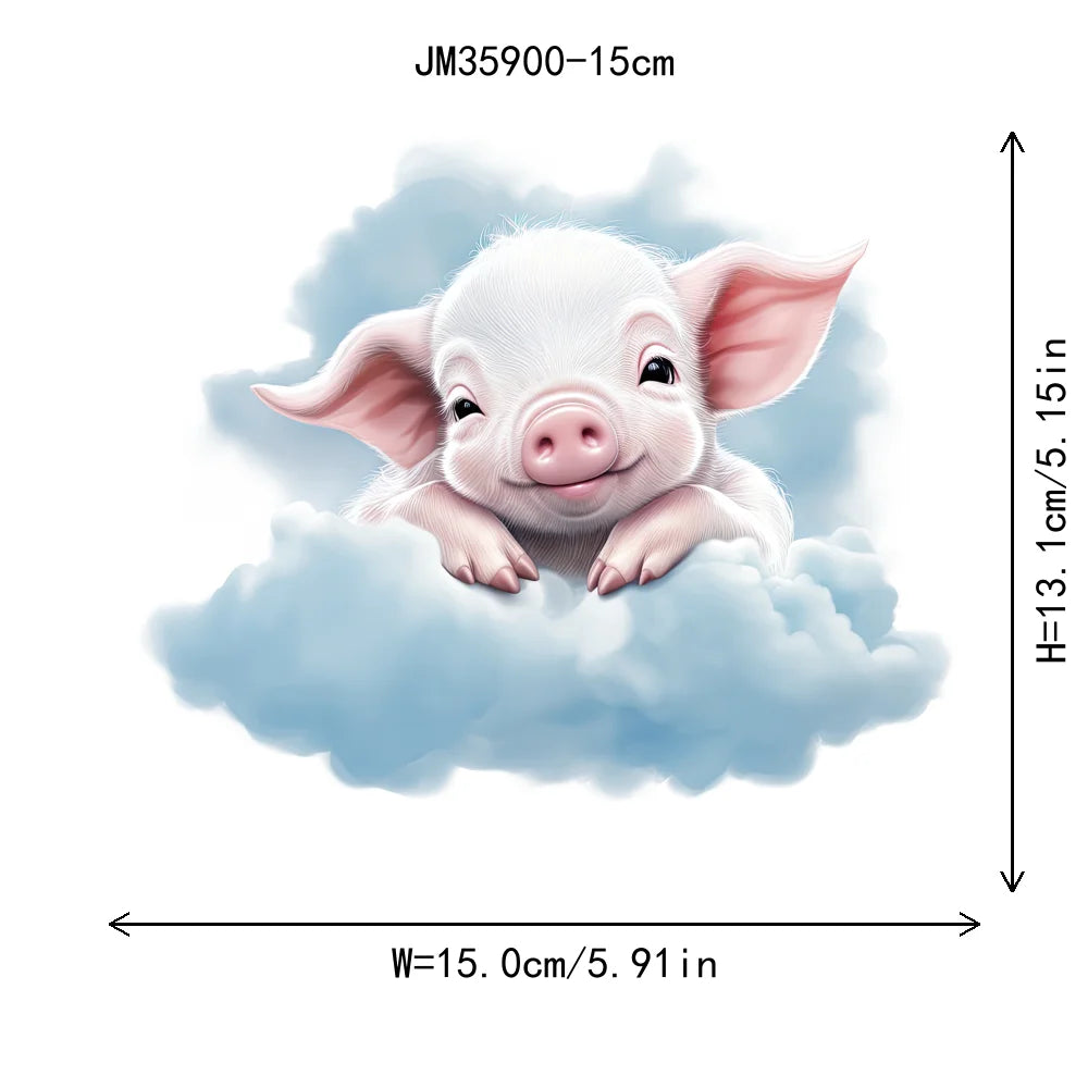 15cm 5.9in Kid Cloud Animal Tiger Lion Iron On Heat Transfer Sticker For Clothes DTF Print Vinyl Thermal Washable T-Shirt Decal