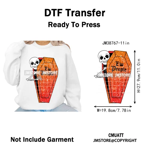 Cute Boos Ghost Pumpkin Halloween Season Thermal Printing Iron on DTF Washable Transfers Stickers Ready to Press for Textile