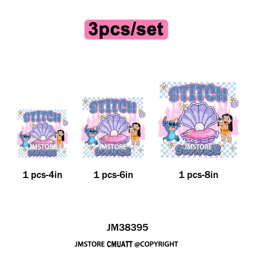 Cute Summer Holiday Life Palm Beach Vibes Cartoon Characters Coquette Iron on DTF Transfers Stickers Ready to Press for Clothing