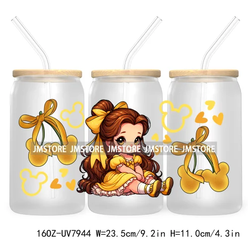 Best Friends Princess Coquette Bow UV DTF Sticker For 16OZ Libbey Glass Cup Can Wrap Transfer Stickers Custom Label Logo Cartoon