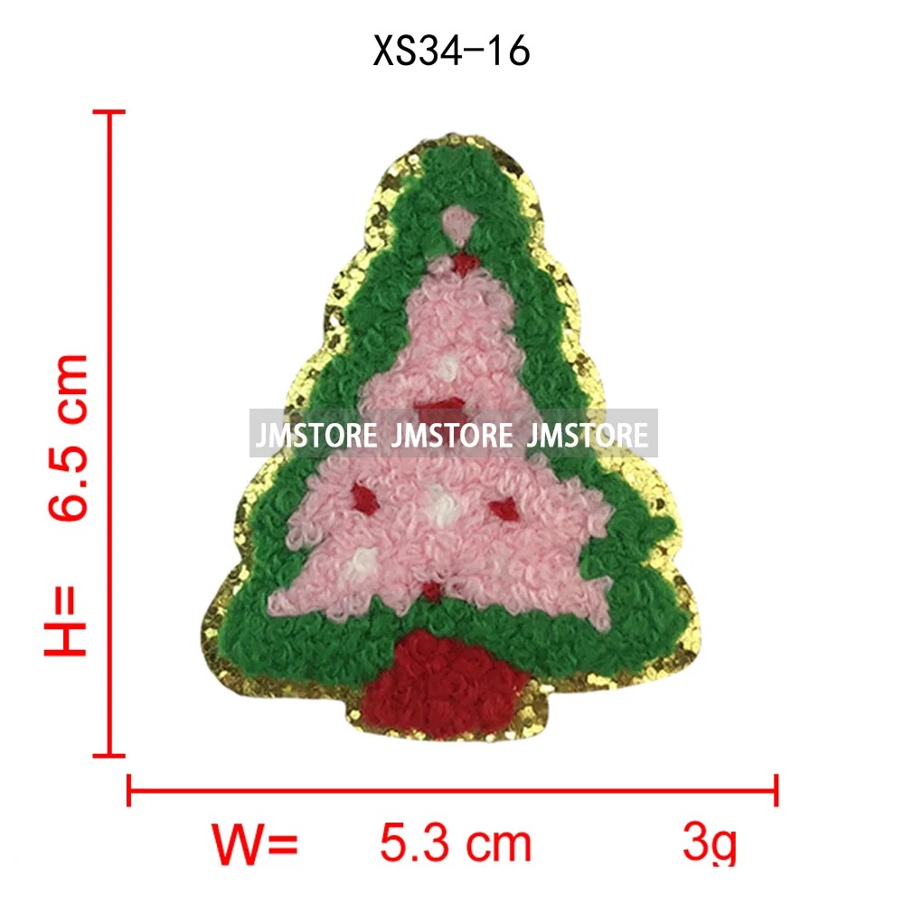 Cute Santa Claus Socks Snowman Merry Christmas Winter Vibes Glitter Sequin Iron on Embroidered Chenille Patches for Hoodies