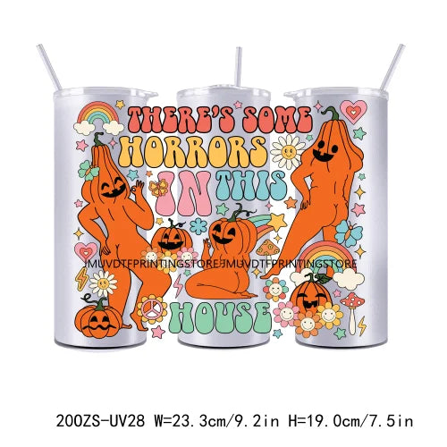 Halloween Boo Pumpkin Season 20OZ UV DTF Straight Wrap Transfers Stickers Custom Labels DIY Durable Waterproof Logo For Tumbler