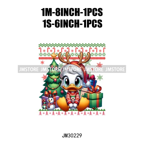 Cartoon Christmas Character Ugly Sweater Friends Deer Winter Holiday Gifts Iron On DTF Heat Press Transfers Stickers For Hoodies