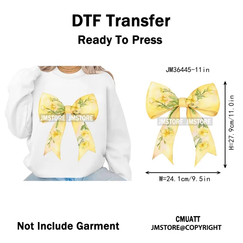 Spring Wildflower Love Vibes Ribbon Wedding Coquette Iron on DTF Thermal Transfers Stickers Ready to Press for Dresses Hoodies
