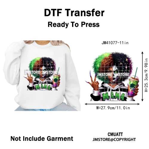 Horror Afro Mama Coffee Lover Scary Girly Killer Halloween Movie Iron on DTF Transfers Stickers Ready to Press for Textile Bags