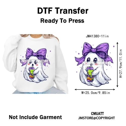 Cute Soda Can Energy Drink Boo Ghost Coquette Spooky Halloween Iron on DTF Washable Transfer Sticker Ready to Press for Clothing