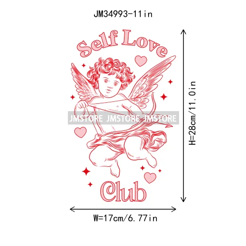 Funny Heart Love Numbers Sweet Valentine Cupid Baby Angel Club Iron On DTF Transfers Stickers Ready To Press For Sweatshirts