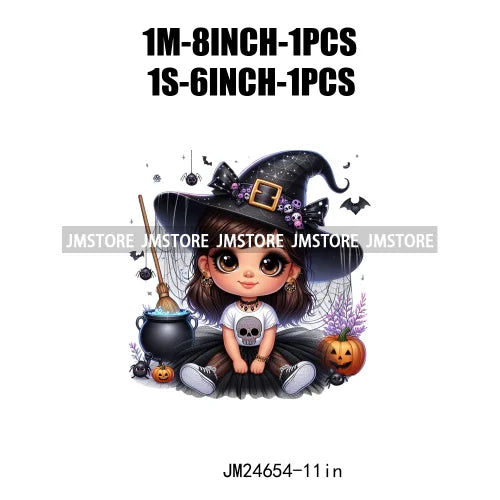 Custom Halloween Spooky Witch Latina Baby Girls Iron On Decals Hispanic Princess DTF Heat Press Transfers Stickers For Hoodies