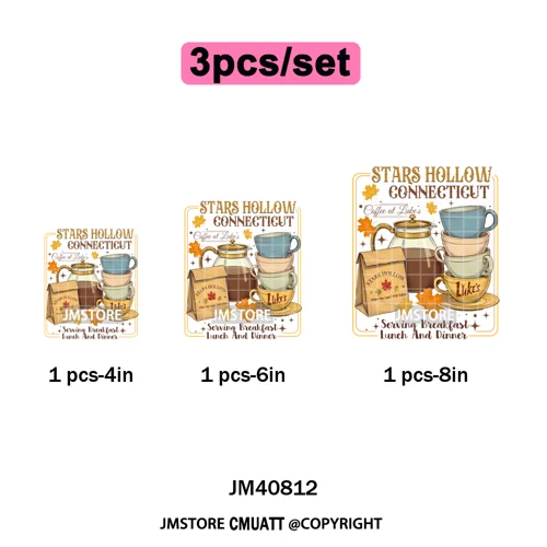 Autumn Festival Fall Season Stars Movie Girls Town Book Lover Iron on Washable DTF Transfers Stickers Ready to Press for Hoodies