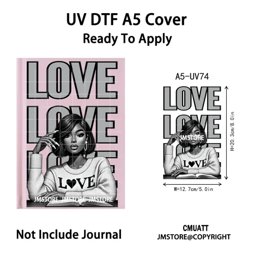 Christian God Pray Afro Girl Alphabet UV DTF Notebook Cover Decals Ready To Apply Durable Transfer Stickers For A5 Journal Cover